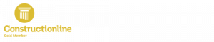 Constructionline logo in yellow on black: circular icon above the word 'Constructionline' with the tagline 'Gold Members'.